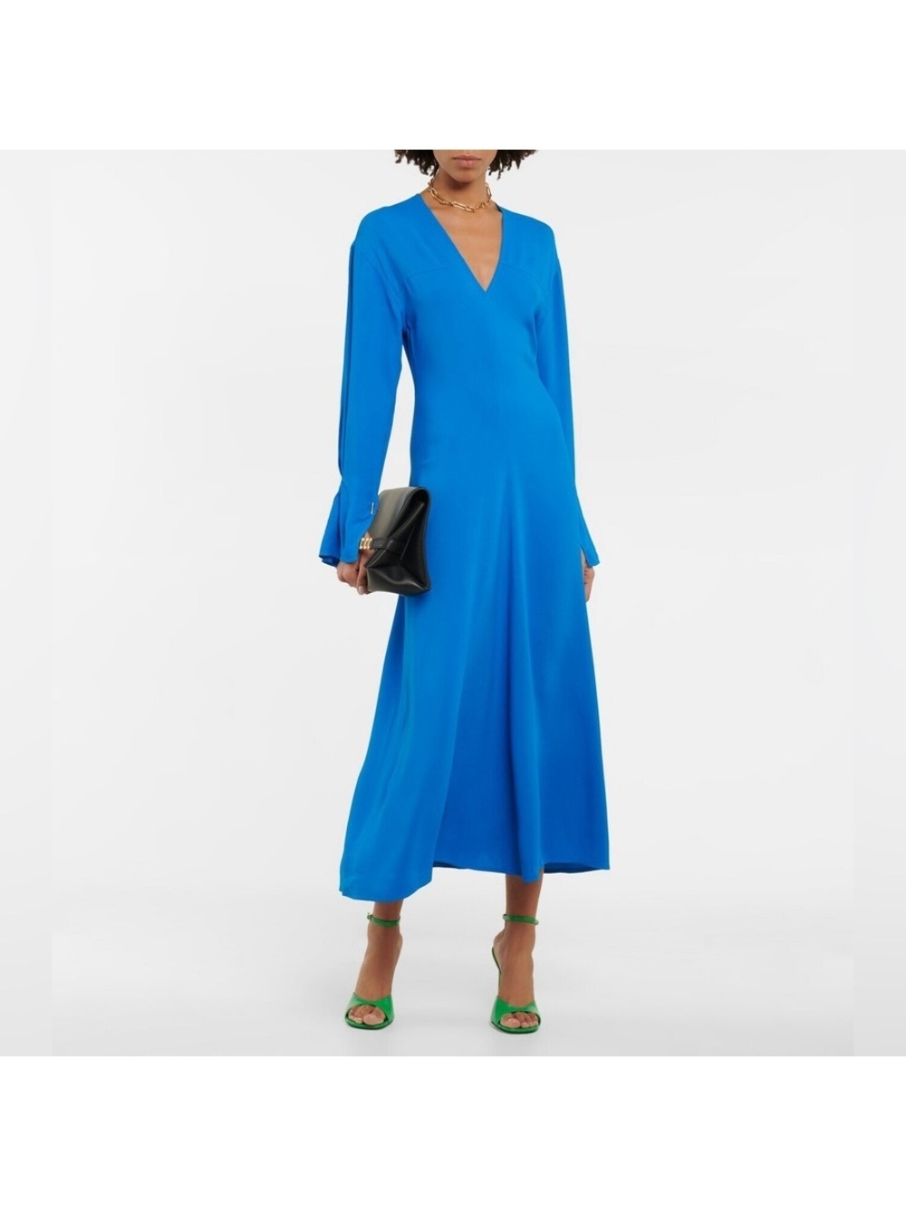 Victoria Beckham Cady Fit & Flare Midi Dress in Blue, NWT, Size 2 Retail $1,250